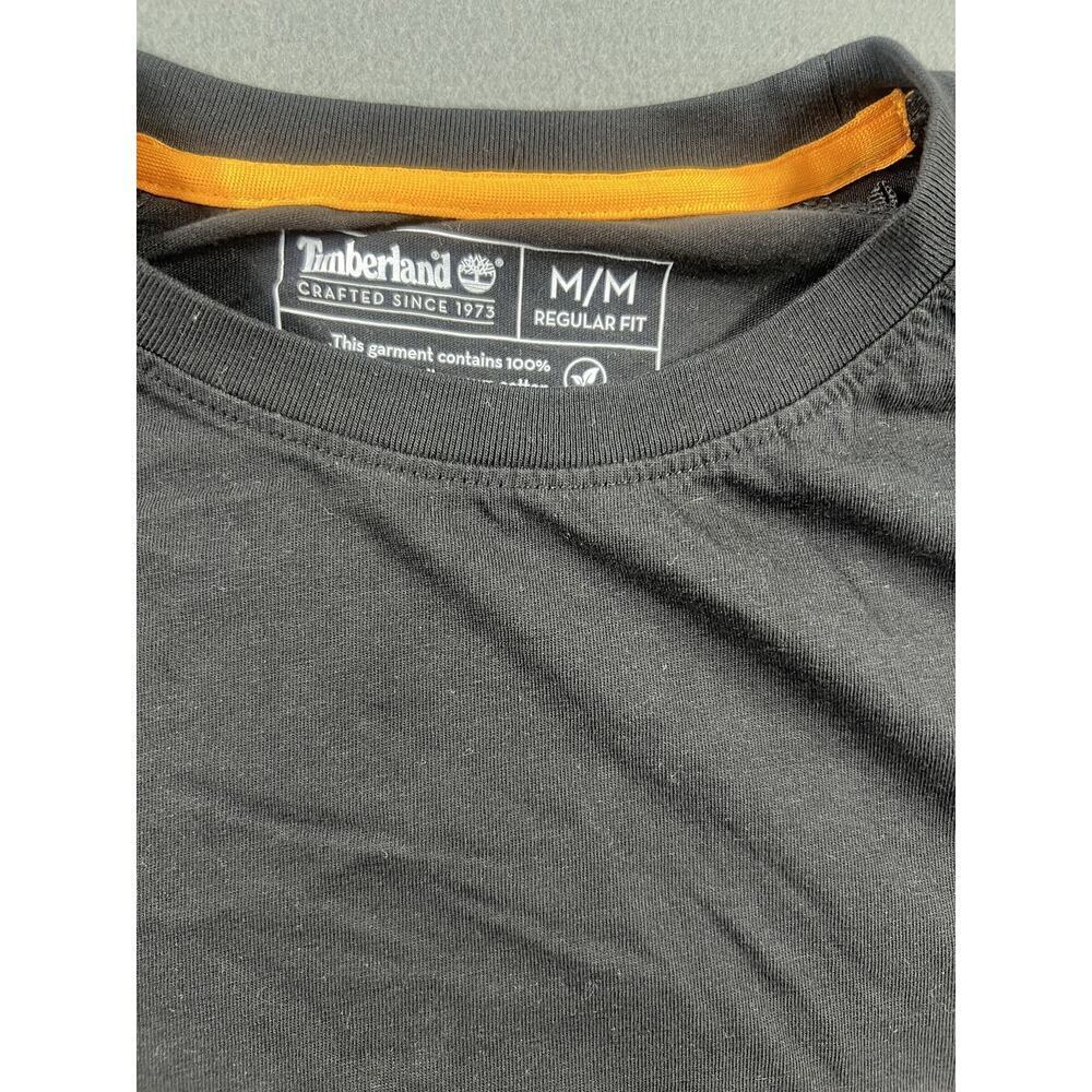 Timberland Men's Black and Orange Short Sleeve Button-Up Shirt, Medium Size